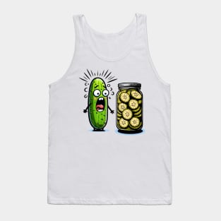 Funny Pickle Surprise A Cucumber And A Jar Of Sliced Pickles Tank Top